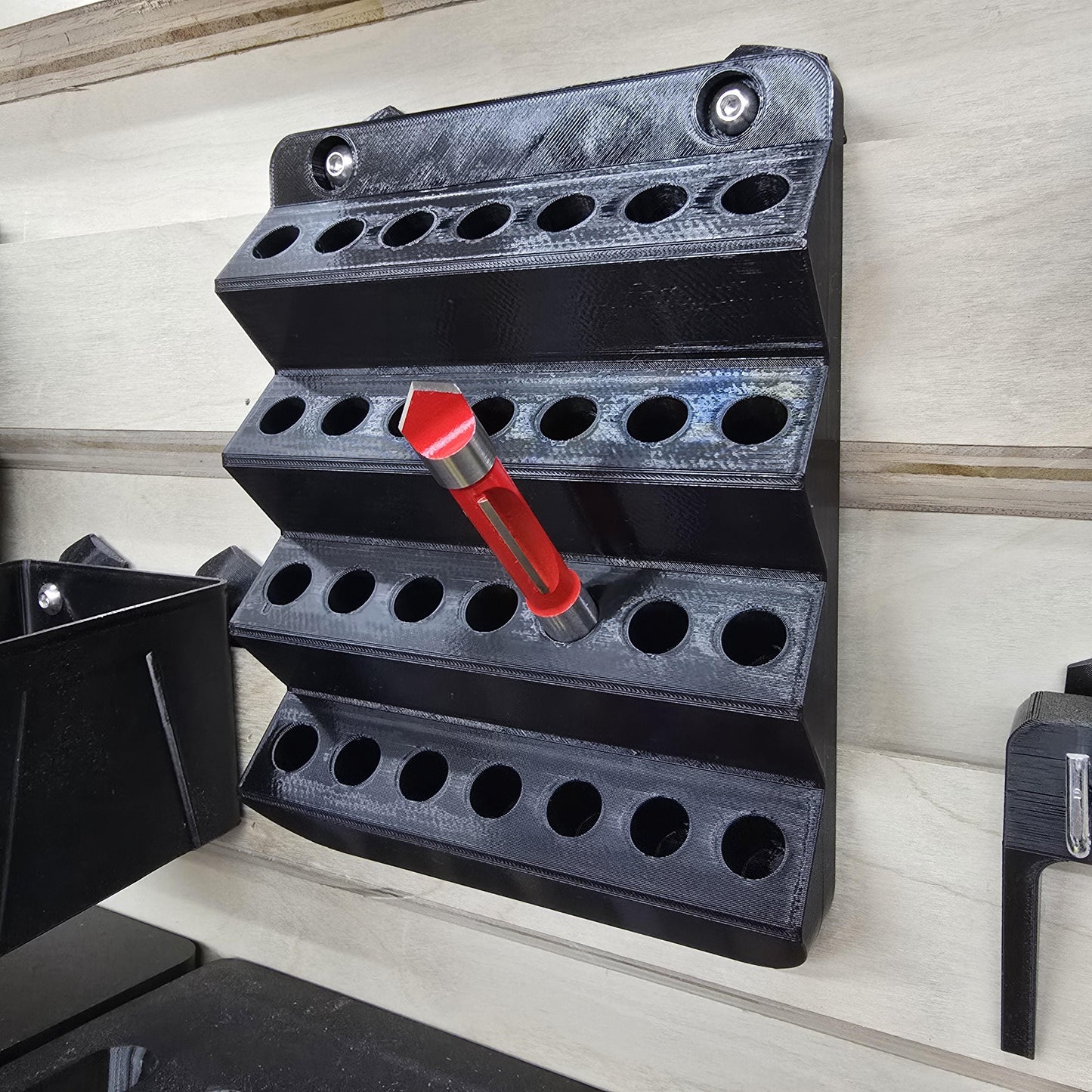 French Cleat 1/2" Router Bit Rack with bits – french cleat 28-slot router bit storage