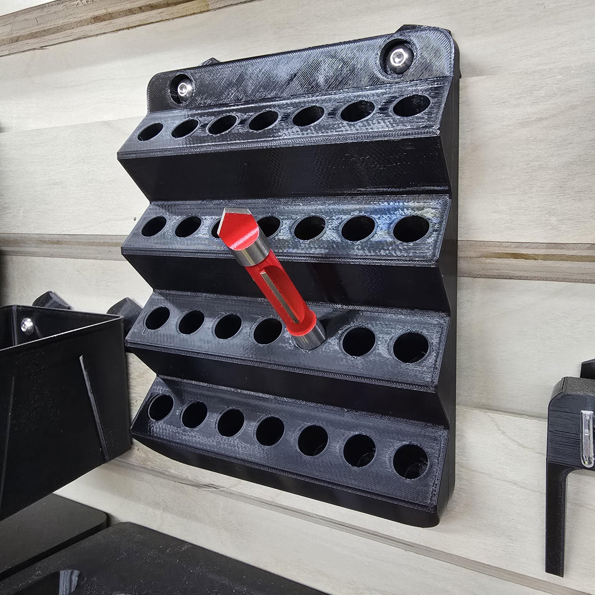 French Cleat 1/2" Router Bit Rack with bits – french cleat 28-slot router bit storage