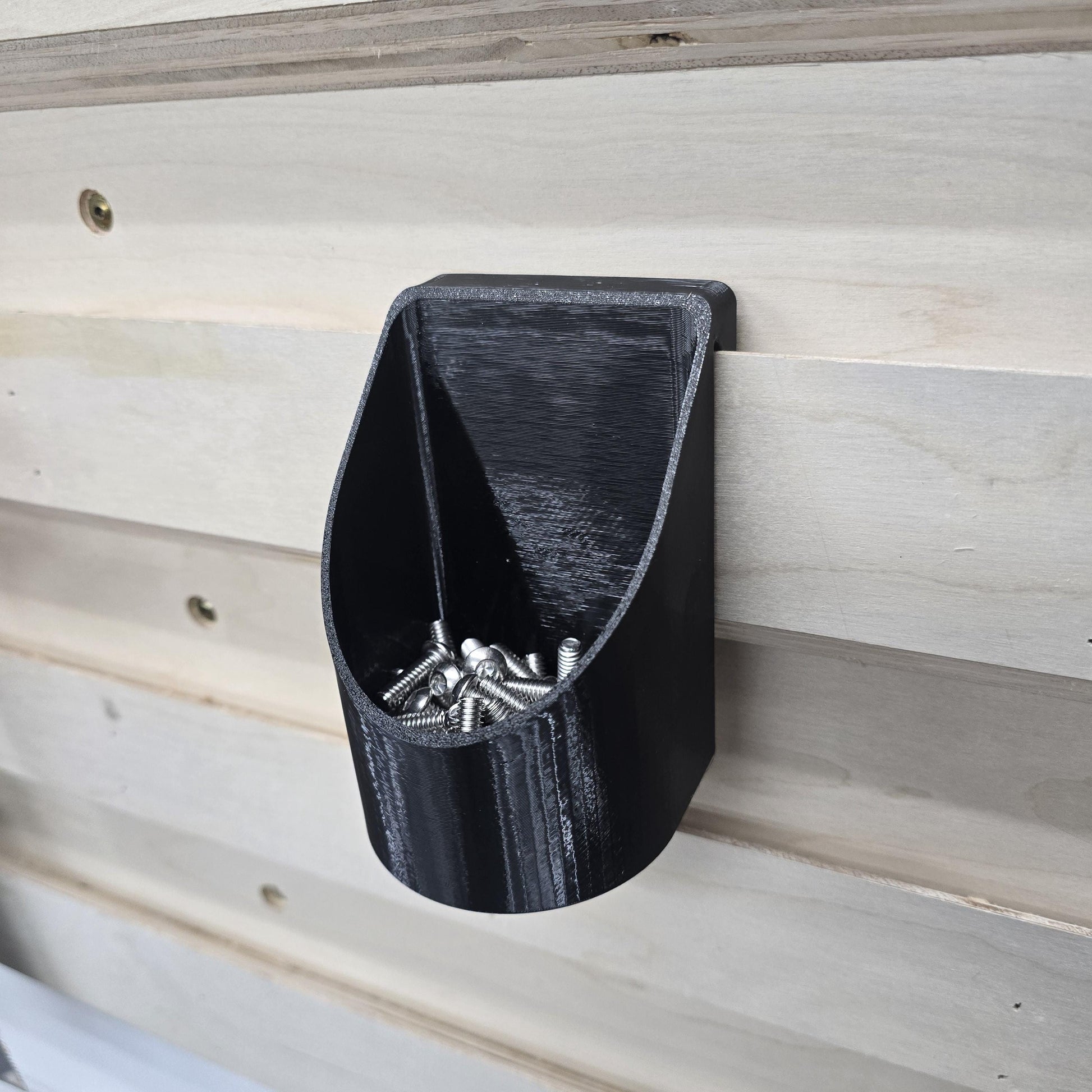 French Cleat Hardware Bin in use – open-front bin for small parts and hardware