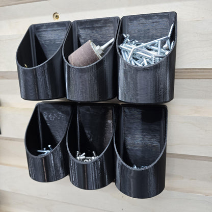 French Cleat Hardware Bin angle view – hardware storage bin, expandable wall system
