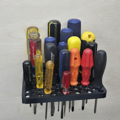 Wall Mount Screwdriver Rack angle view – multi-size screwdriver holder for garage wall