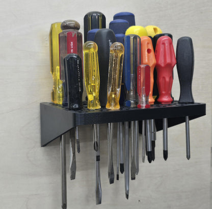 Wall Mount Screwdriver Rack close-up – hex-base screwdriver slots, 77 total holes